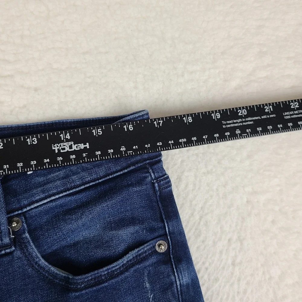 EXPRESS Jeans Womens 12 Blue Ankle Legging Mid Rise Stretch + Dark Wash Fray